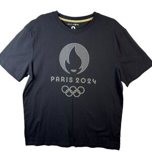Olympics Official Paris 2024 Licensed XXL T-Shirt Tee Big Logo 3D JO Noir NWT